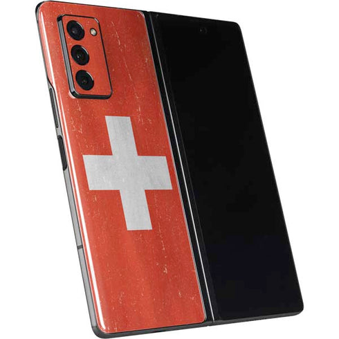 Switzerland Flag Distressed Galaxy Z Fold2 5G Skin